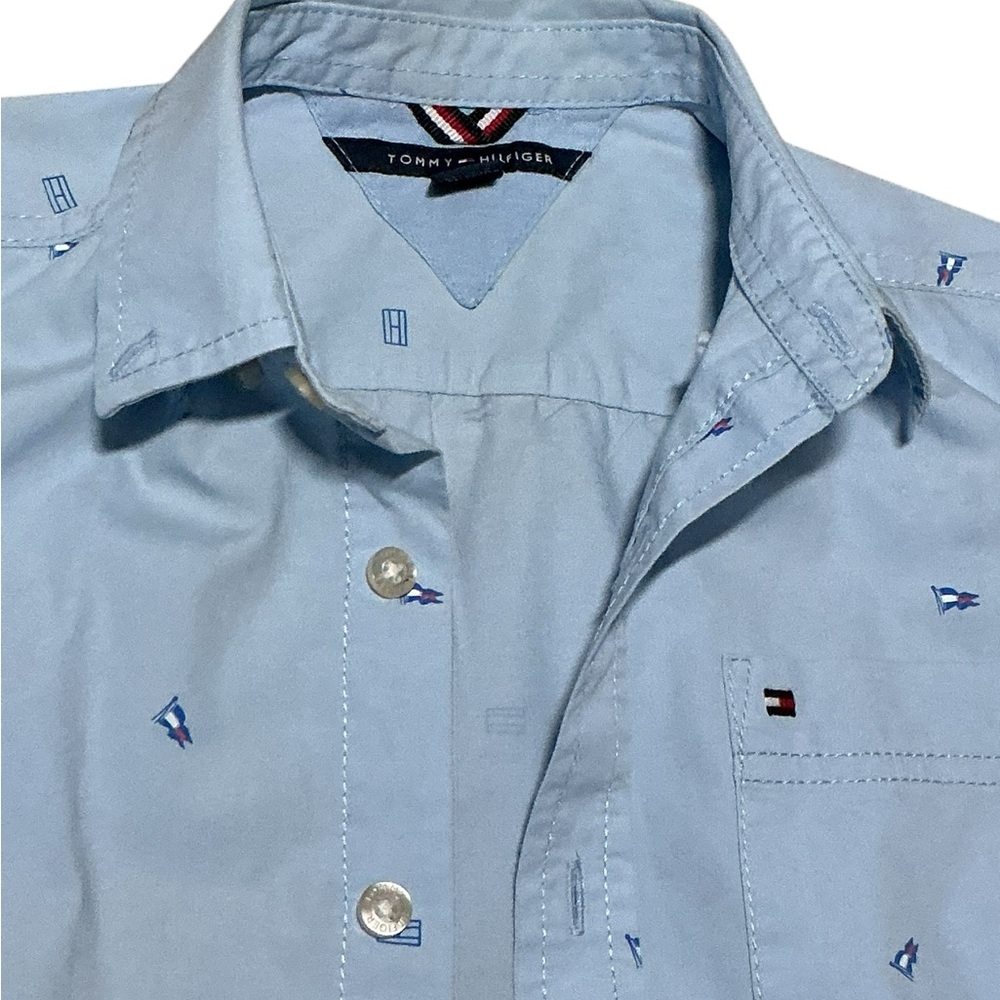 Tommy Hilfiger Kids Light Blue Patterned Button-Down Shirt - Picture 4 of 7
